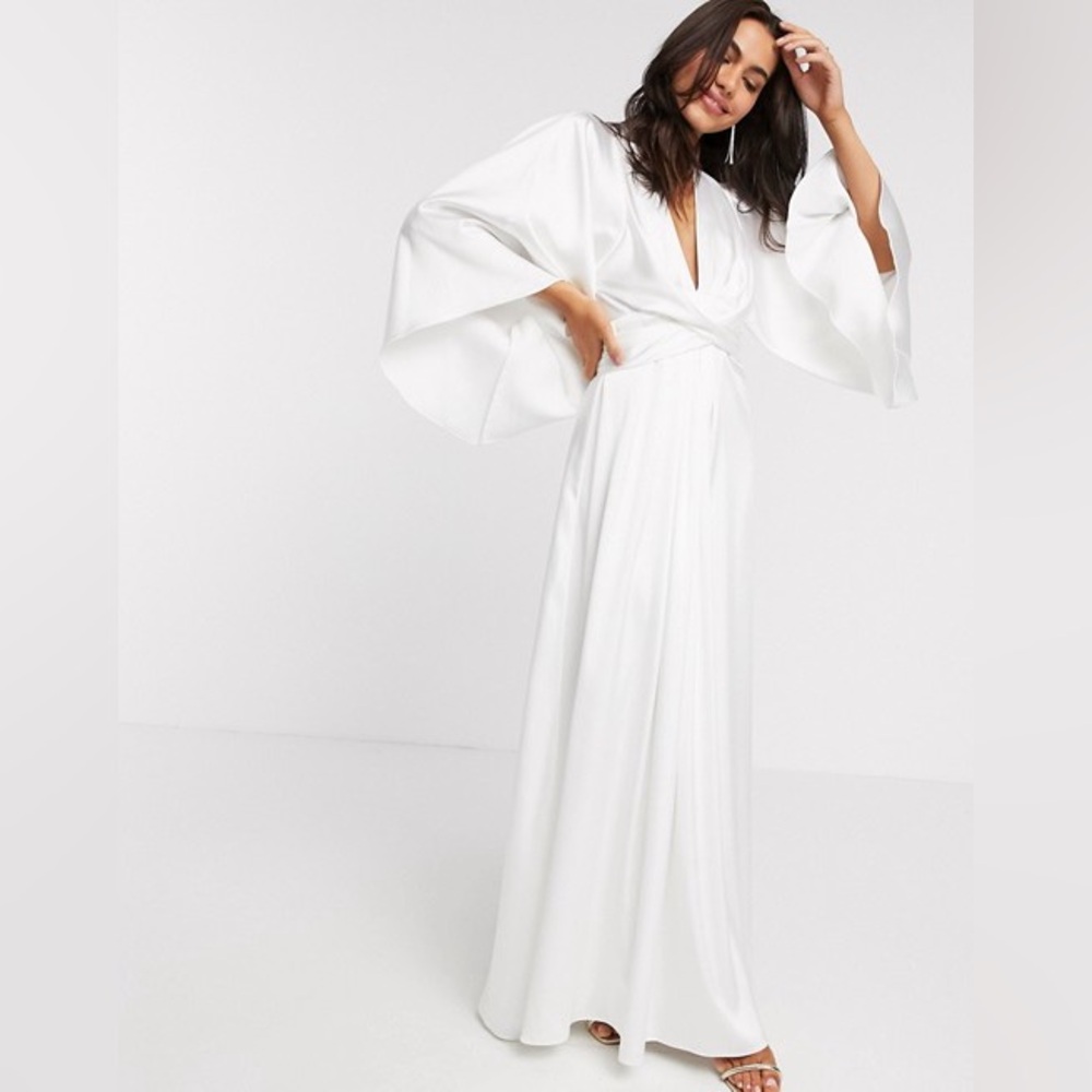 NWT ASOS Cape Sleeve Maxi Wedding Dress